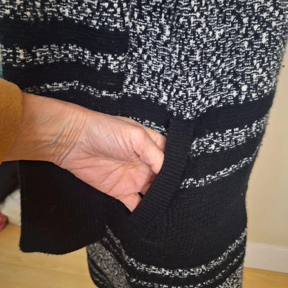 Athleta Wool Cashmere Panorama Point Long Cardigan Black/Marl colour block SZ XS - Picture 6 of 11